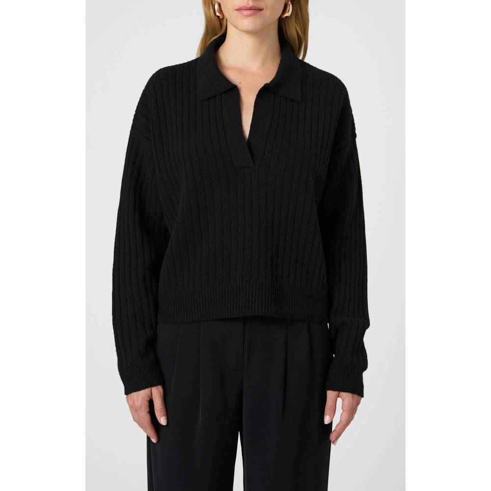 NEW FRENCH CONNECTION vhari collar long sleeve jumper in black